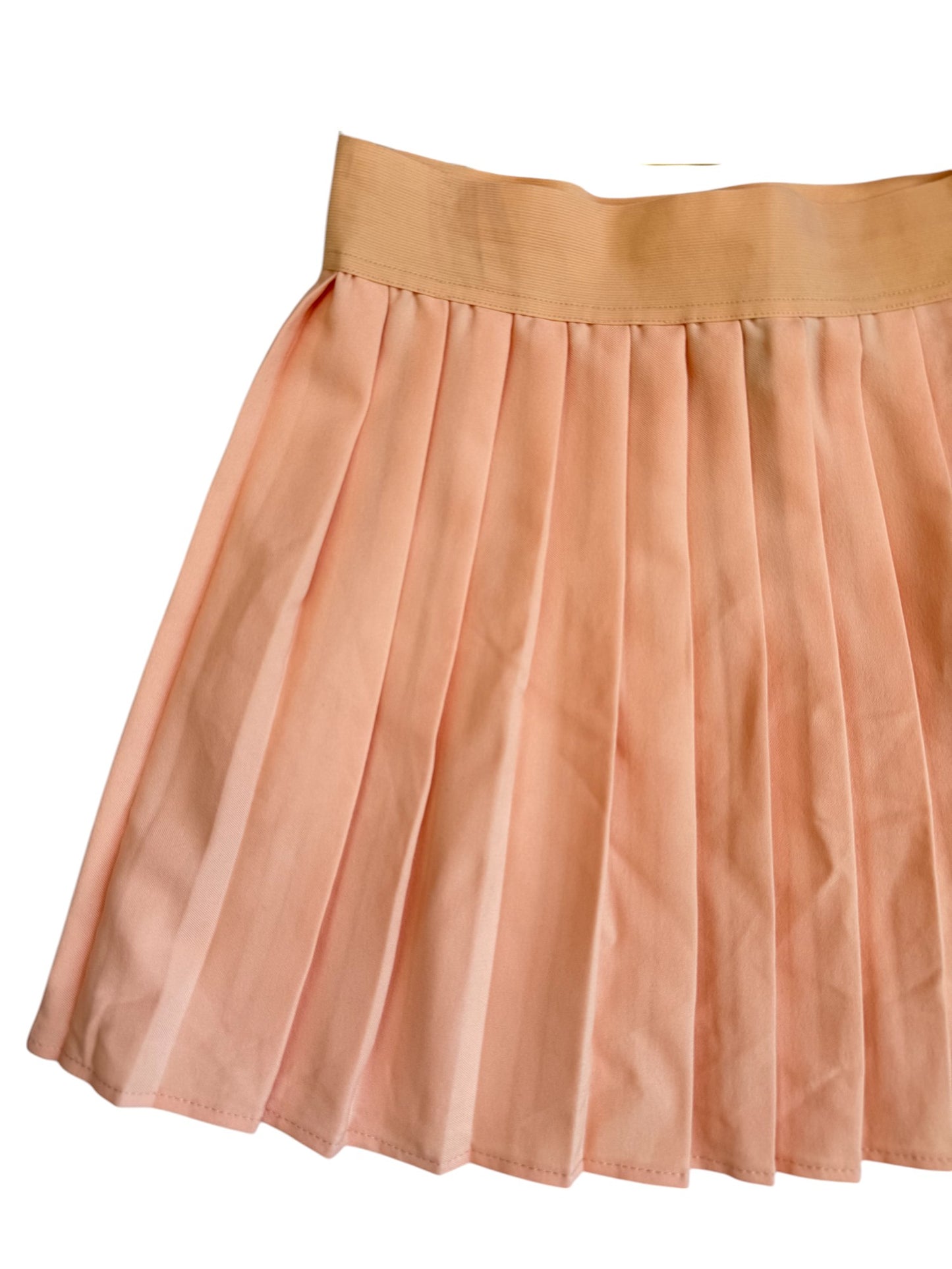 Factorie Salmon Pink Pleated Mini Skirt – Stretch Waist & Flowy Fit