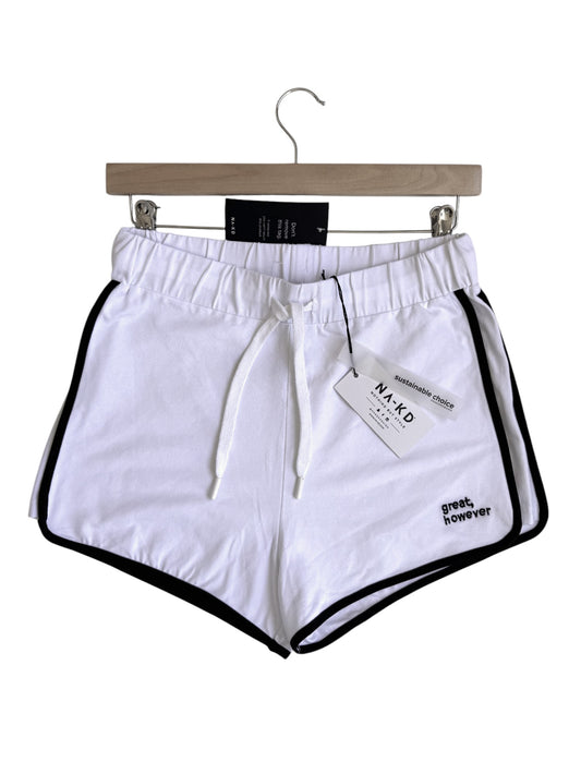 NA-KD White Cotton Lounge Shorts – Black Trim, Garter Waistband