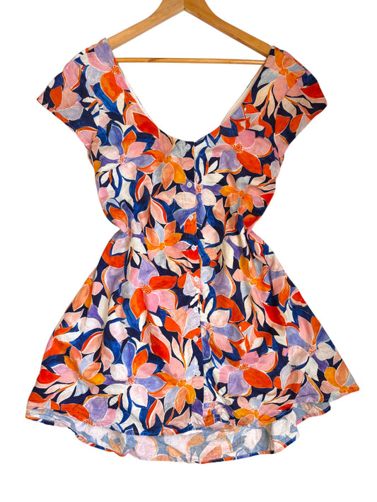 Atmos&Here Blue Floral Bow Back Mini Dress