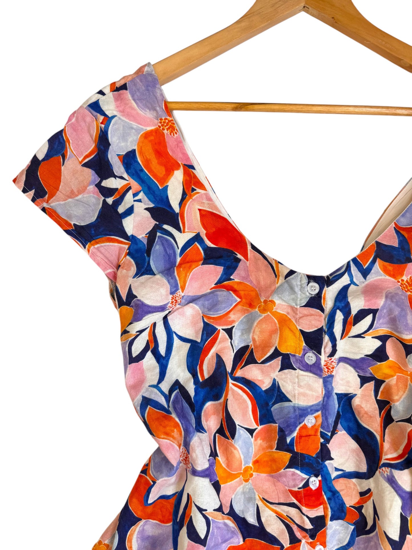 Atmos&Here Blue Floral Bow Back Mini Dress
