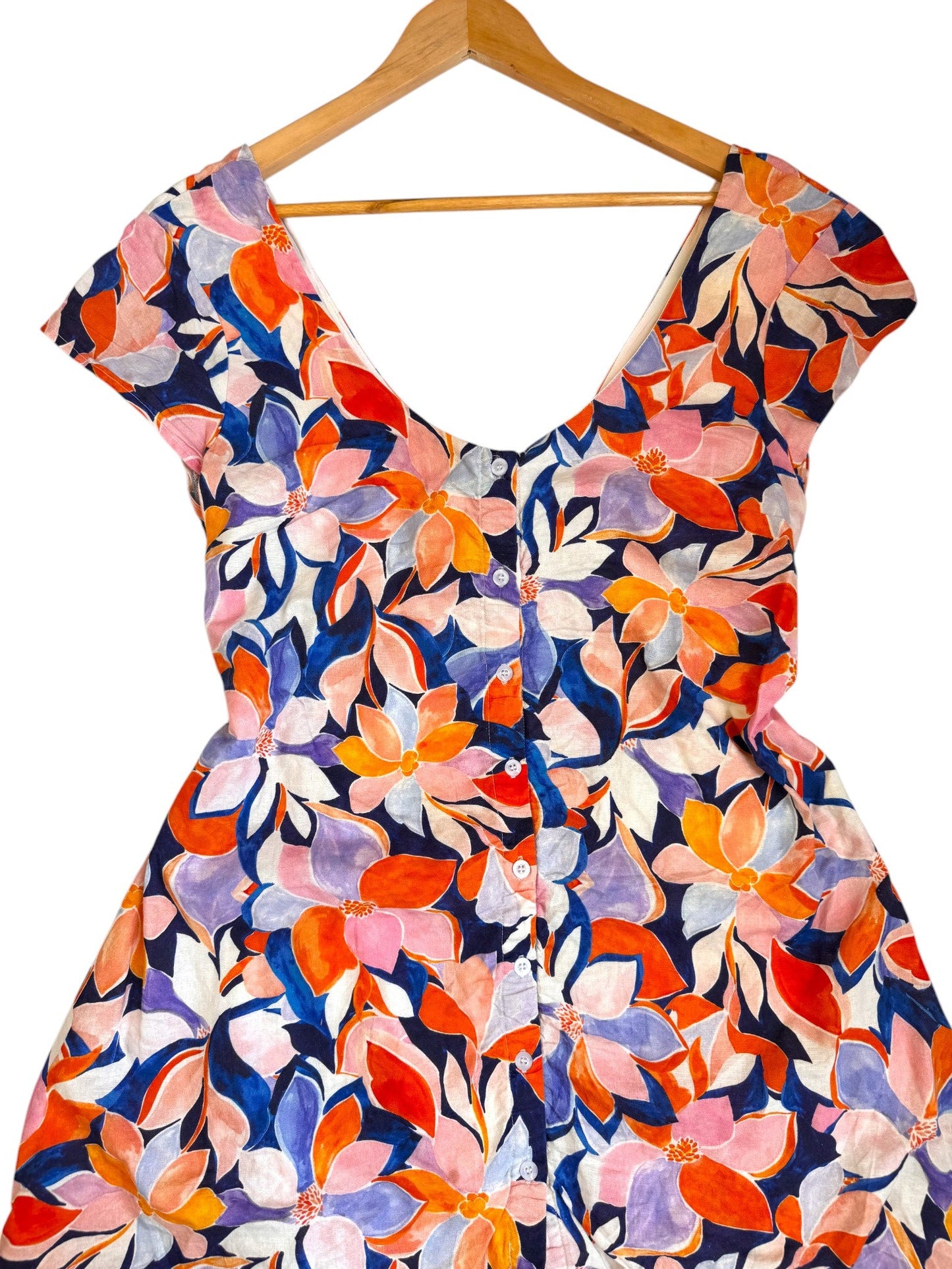 Atmos&Here Blue Floral Bow Back Mini Dress