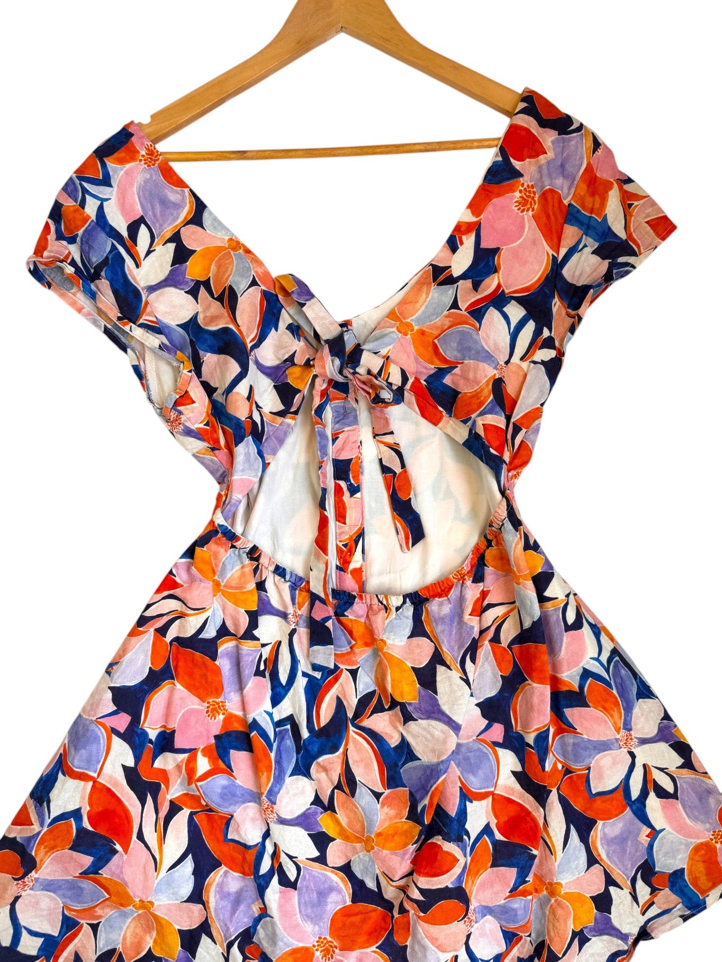 Atmos&Here Blue Floral Bow Back Mini Dress
