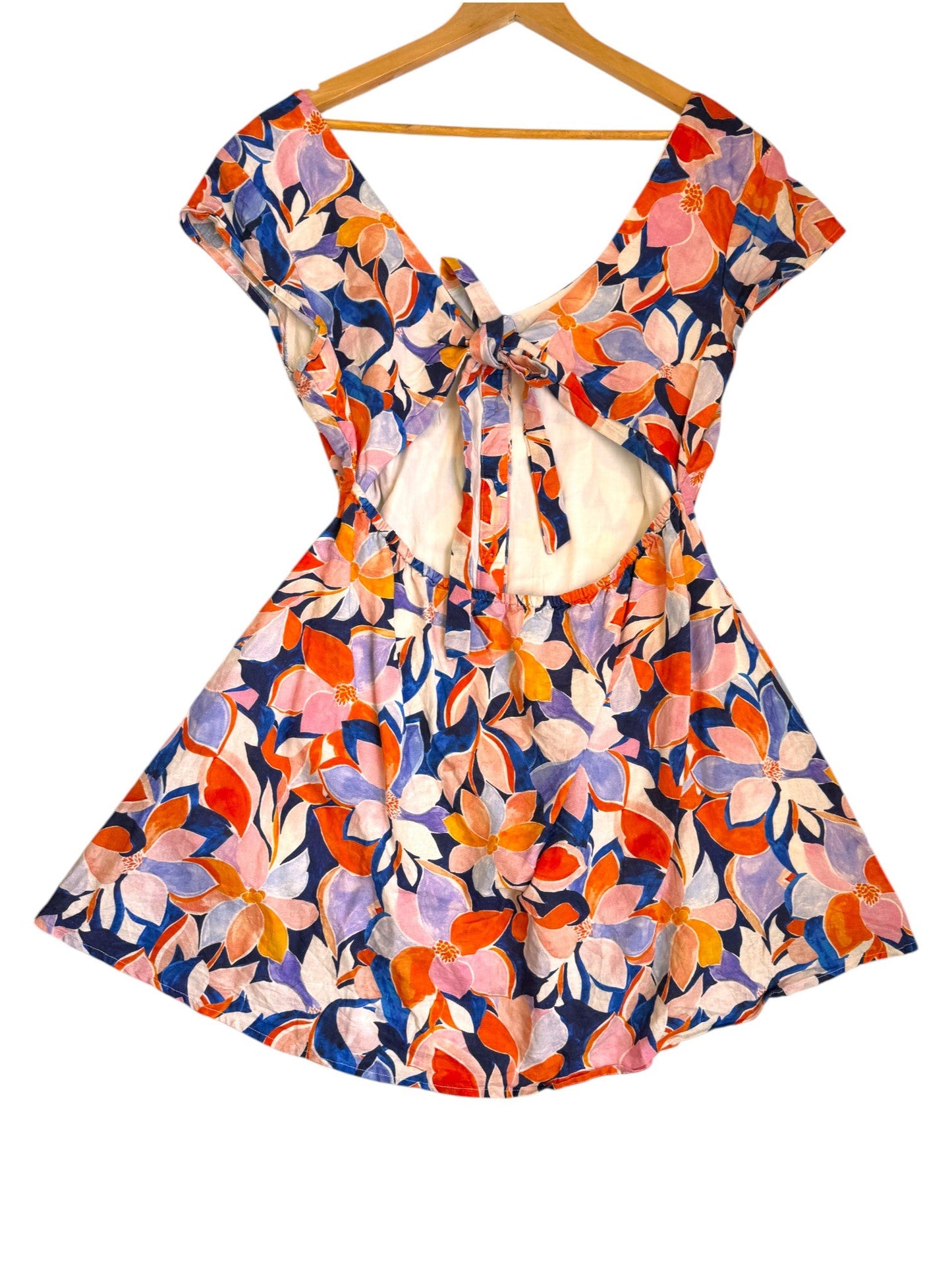 Atmos&Here Blue Floral Bow Back Mini Dress