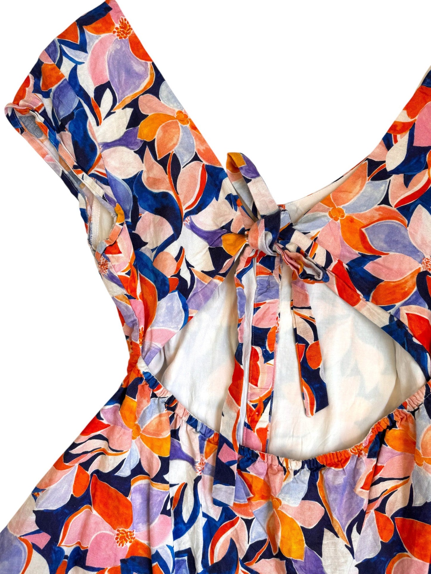 Atmos&Here Blue Floral Bow Back Mini Dress