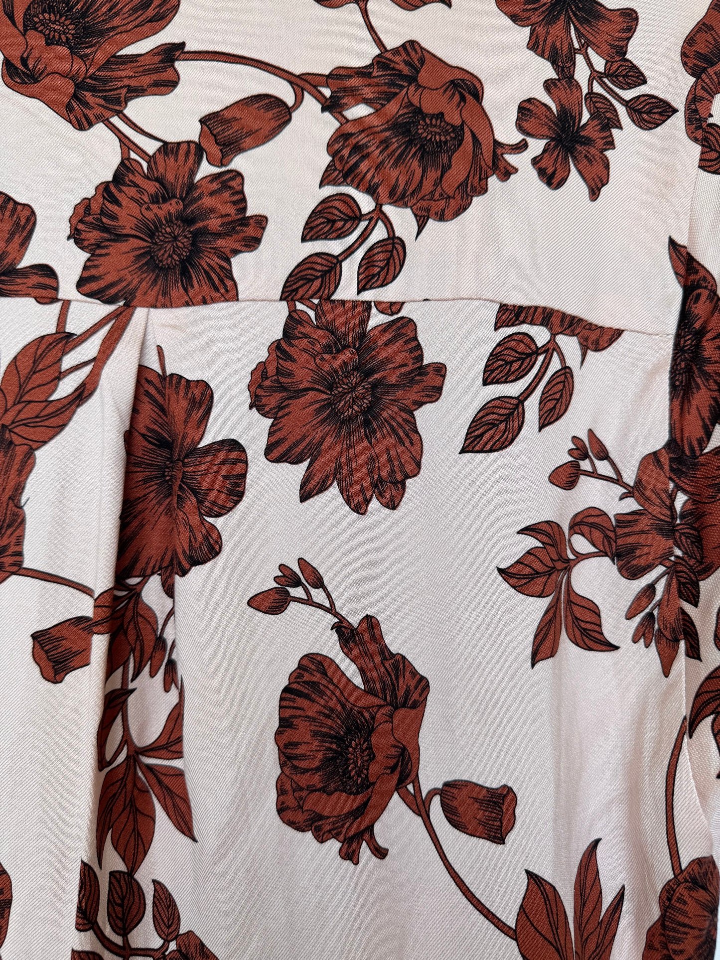 Jaqui-E Beige Floral Button-Down Dress – Soft Linen-Blend with Waist Tie