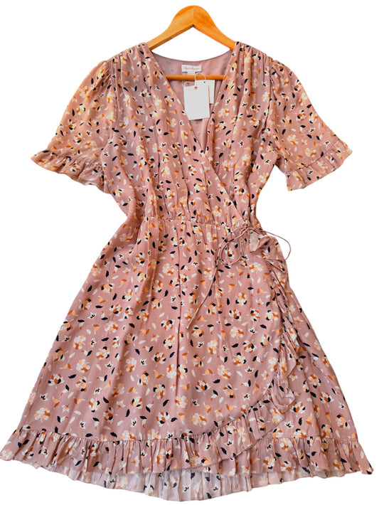EL'KA COLLECTIVE Silk-Blend Micro Floral Wrap Dress – Elegant Draping for Any Occasion