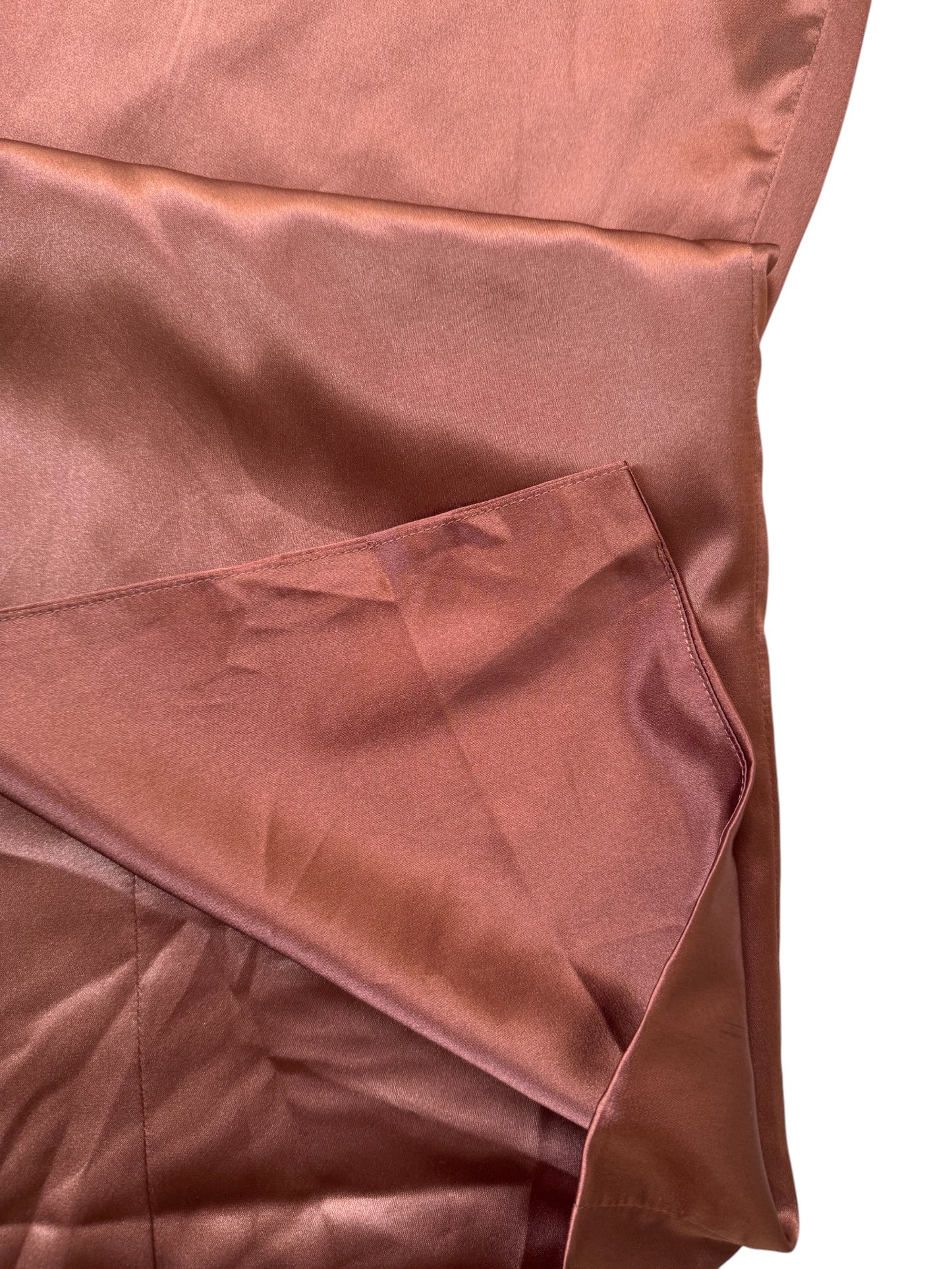 MESHKI Sionne Chocolate Satin Maxi Split Pencil Skirt