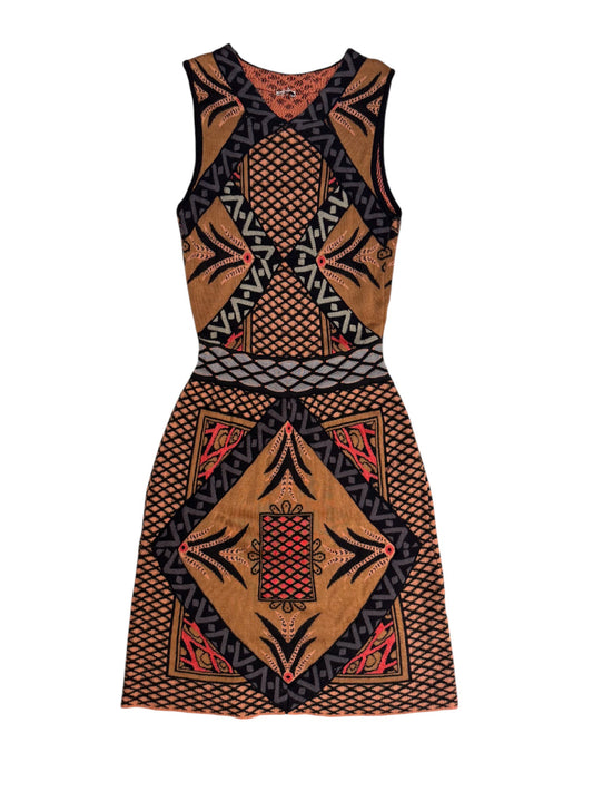 Sleeveless Silk-Cotton Knit Mini Dress – Geometric Missoni Style
