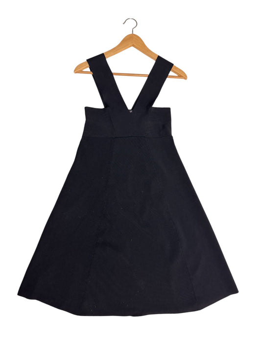 Saba – Black Bandage Flare Dress with V-Neck & Thick Straps | UK 8 | Knit Texture Classic