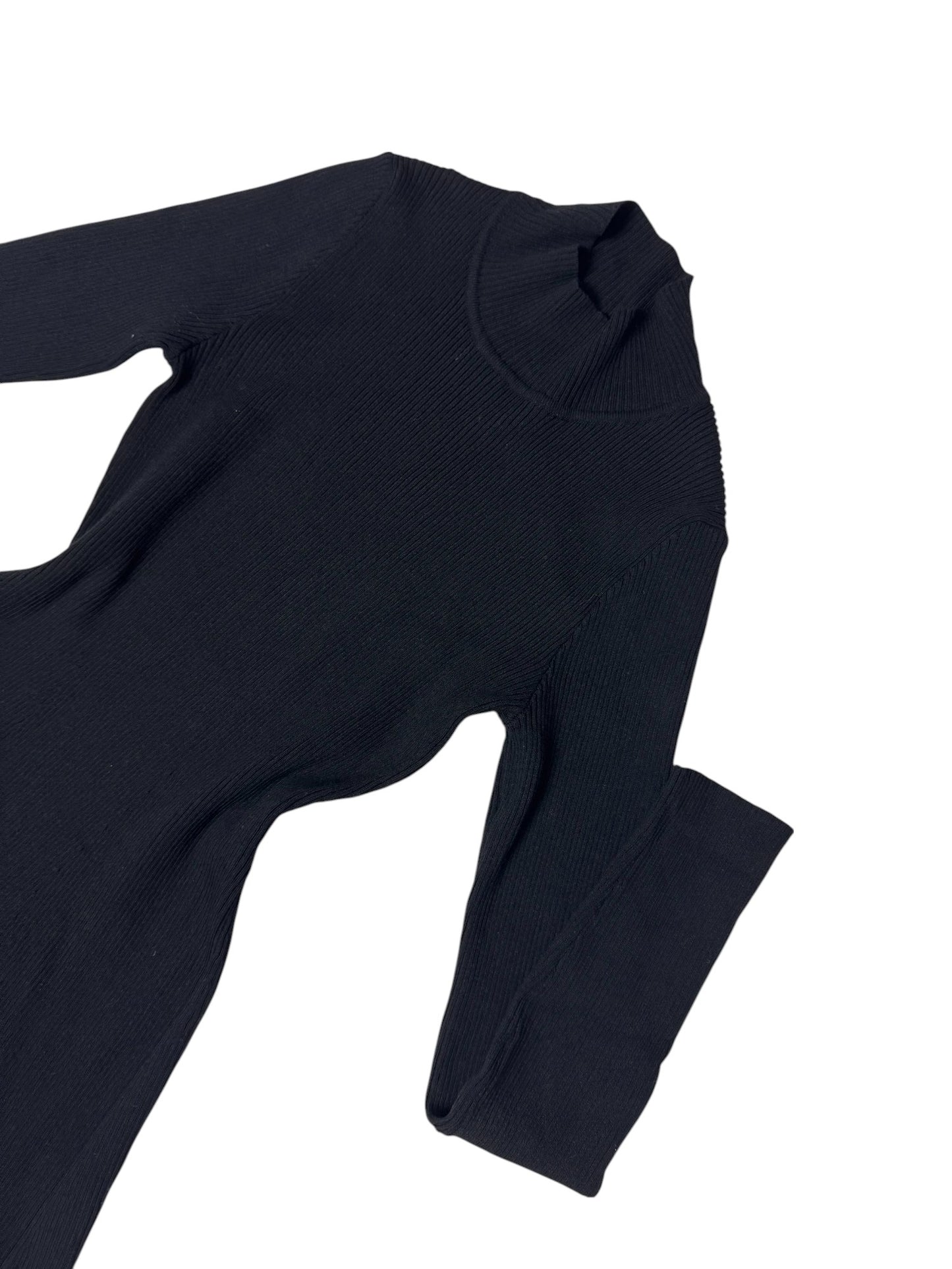 Black Long Sleeve Turtleneck Knit Shift Mini Dress – Fits XS–S