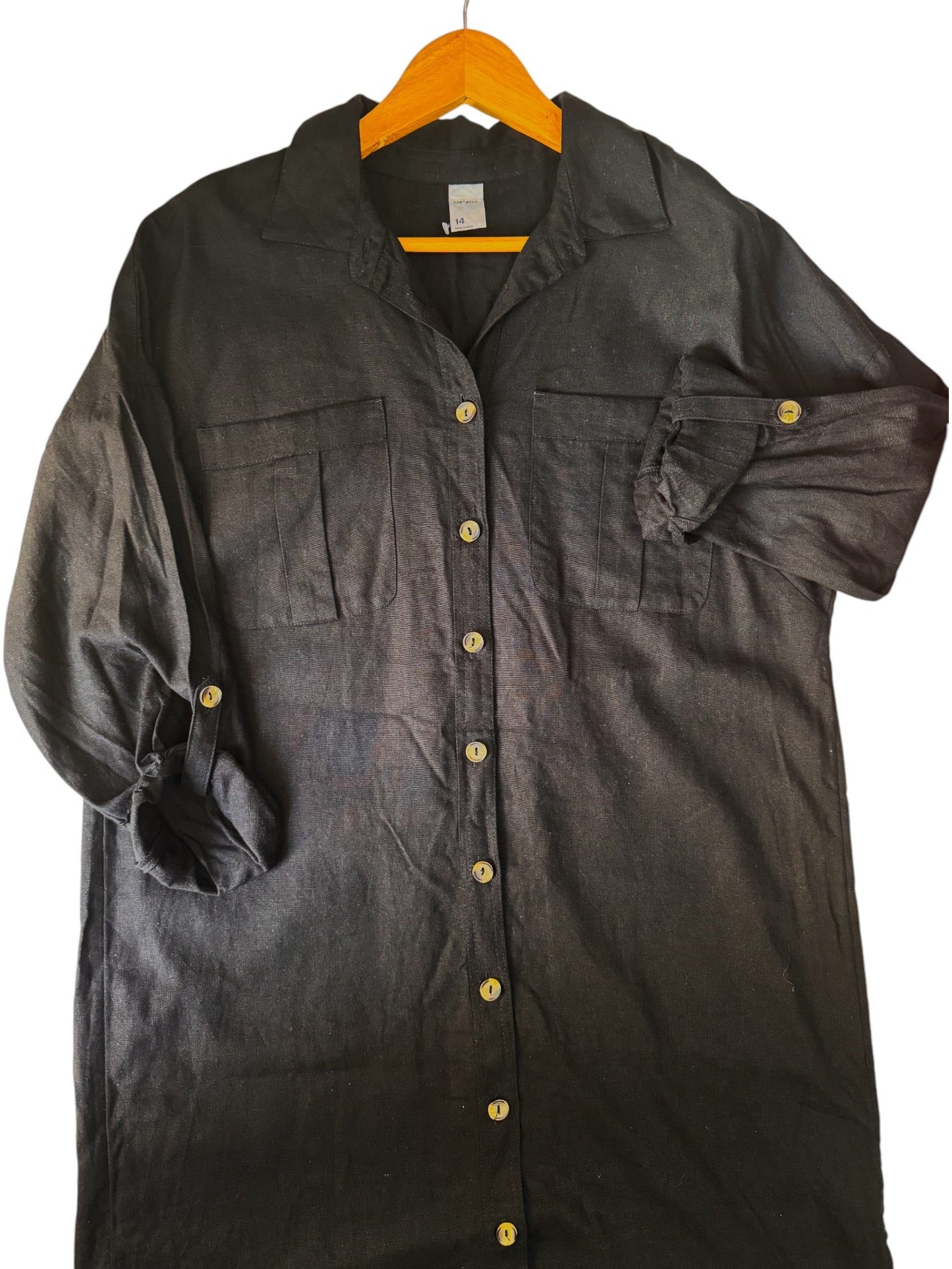 Anko Black Long Sleeve Shirt Dress – UK14