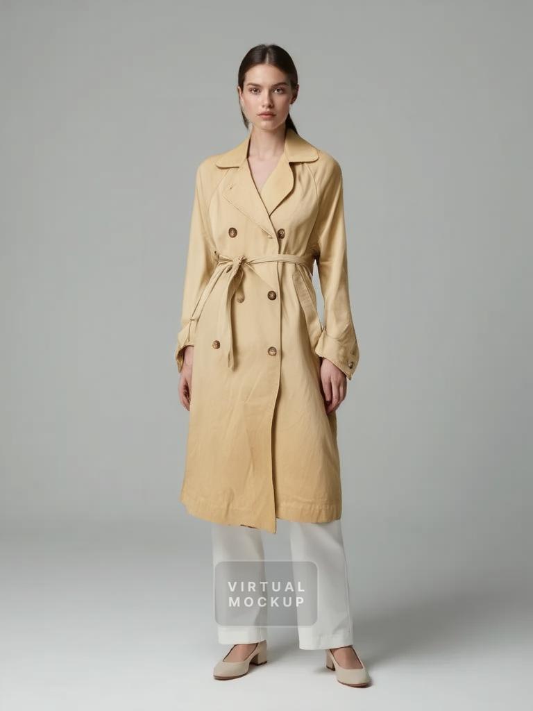 Double-Breasted Classic Beige Trench Coat