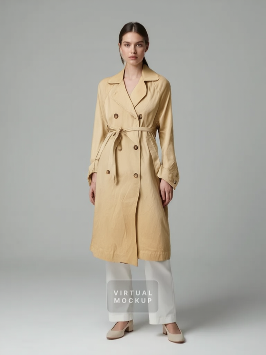 Double-Breasted Classic Beige Trench Coat