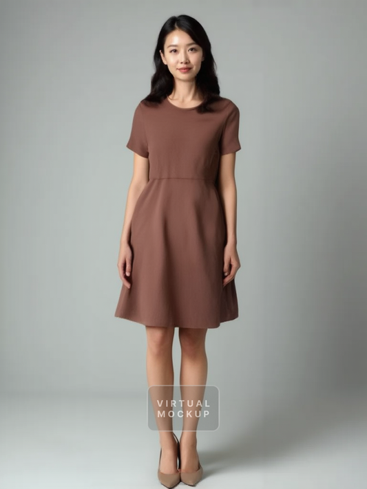 Crew Neck A-line Midi Dress