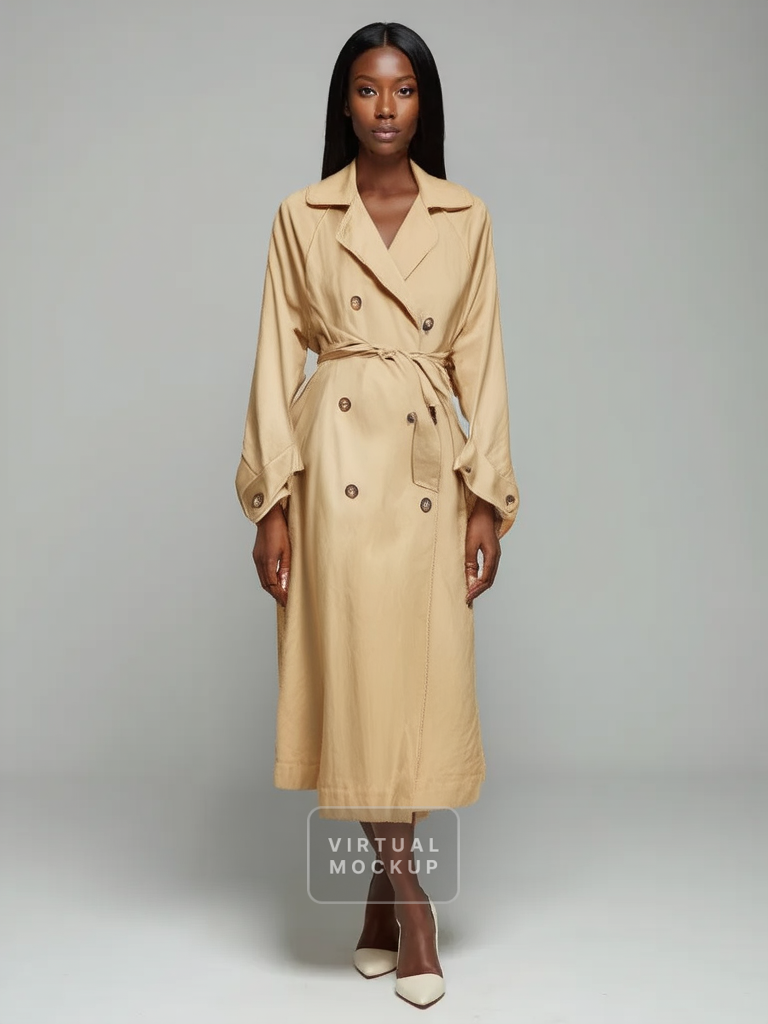 Double-Breasted Classic Beige Trench Coat