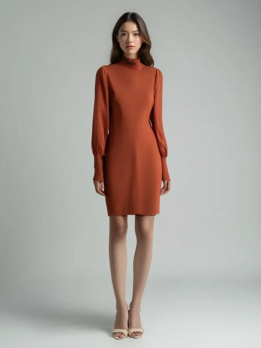 Terracotta Knitted Bodycon Dress