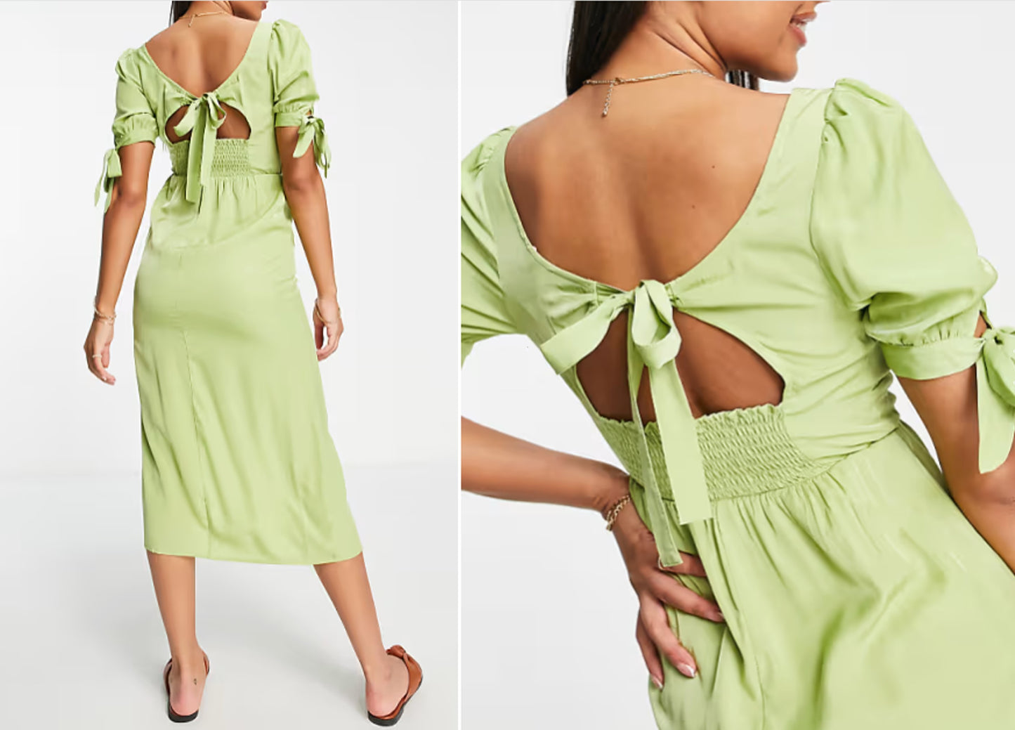 The Frolic Light Green Midi Dress – Elegant & Feminine