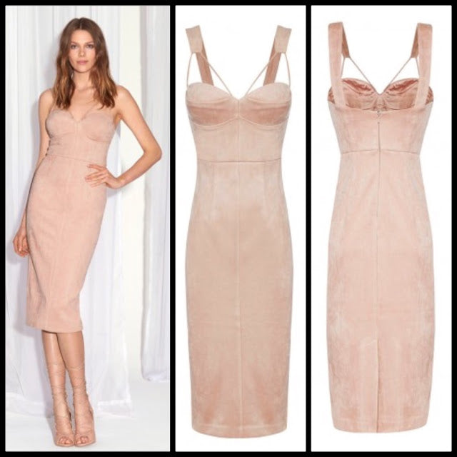Sheike Nude Velvet Bustier Sheath Midi Dress